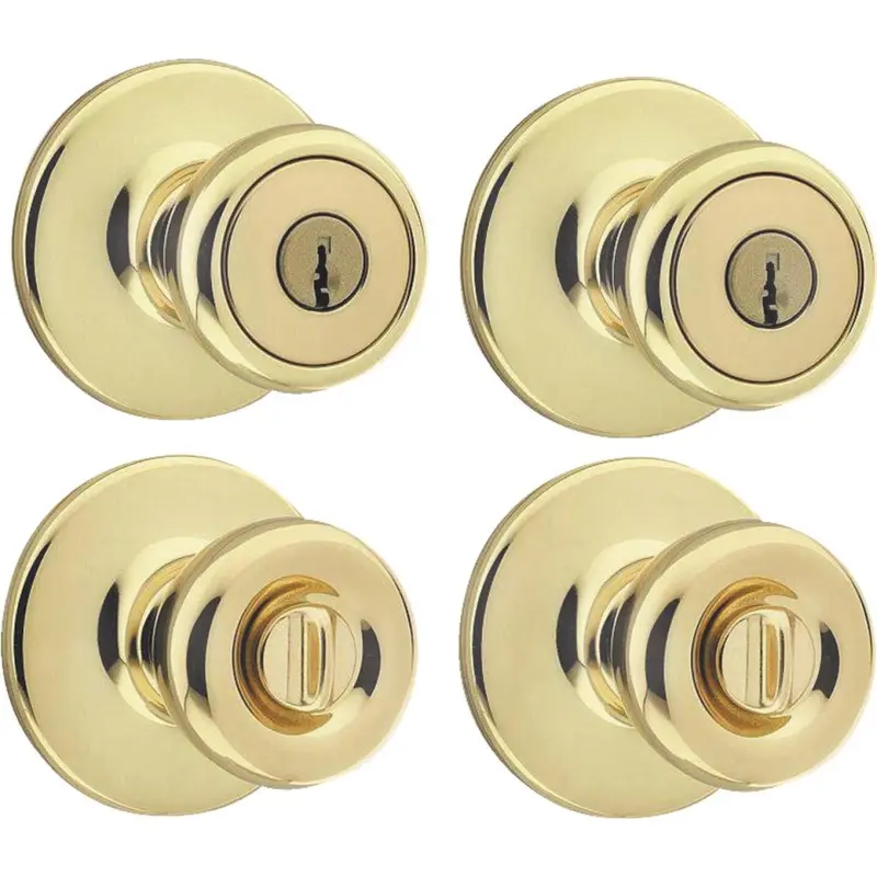 Kwikset Polished Brass Entry Door Knob Set