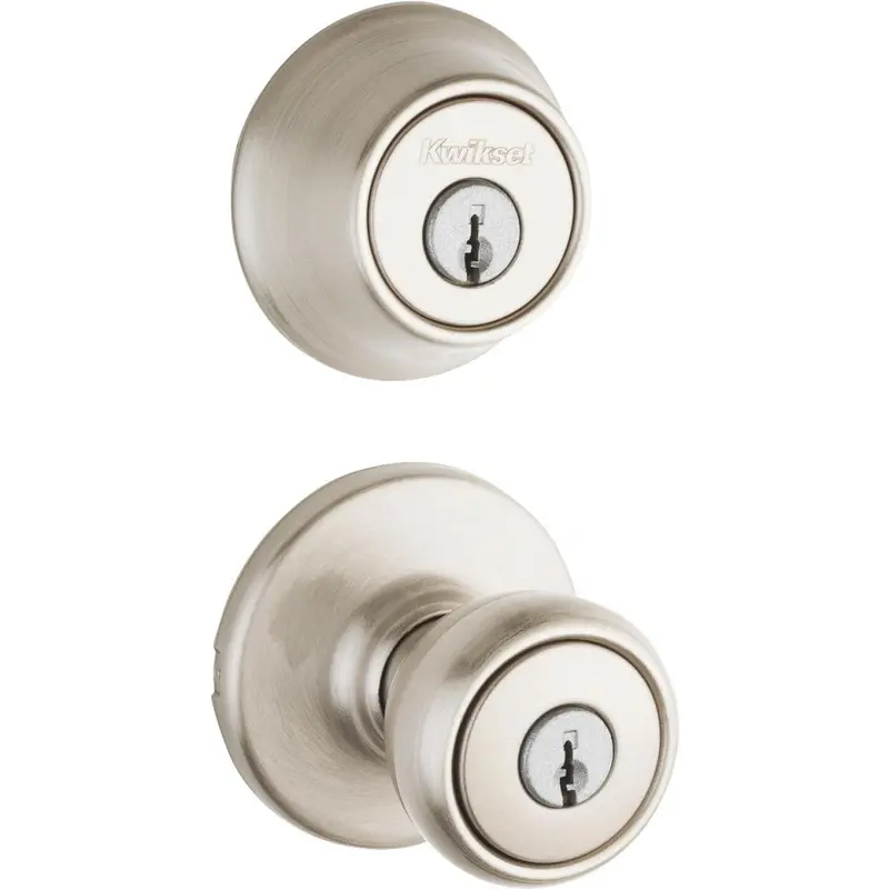 Kwikset Satin Nickel Deadbolt and Entry Door Knob Set