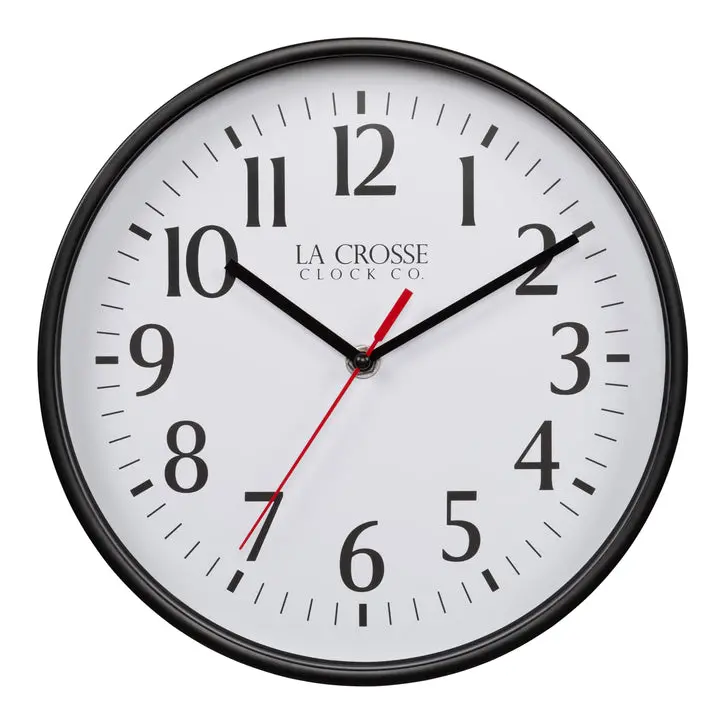 La Crosse Technology 10-Inch Analog Wall Clock – Sleek Matte Black Finish