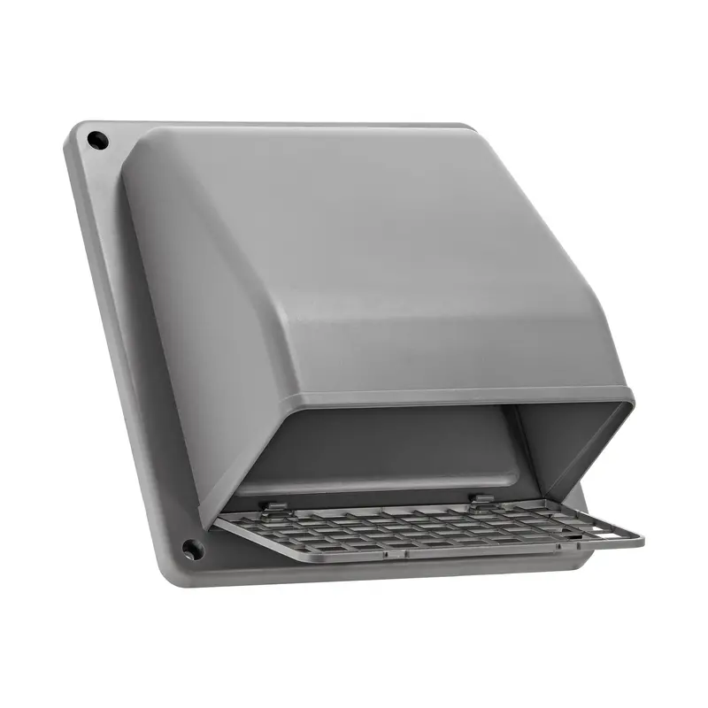 Lambro 6-Inch Gray Plastic Wall Vent with Hinged Screen & Removable Damper (Model 351GR)