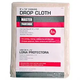 Large 9 ft × 12 ft Canvas Drop Cloth for Painting & Renovations