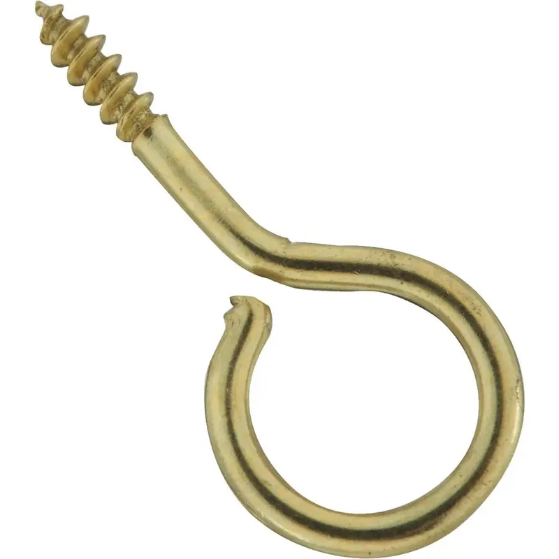 Large Solid Brass Screw Eye – #14 Size, 6-Pack