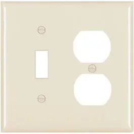 Light Almond Hybrid Wall Plate: One Toggle + One Duplex Opening