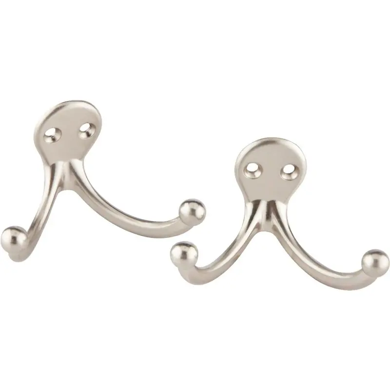 National Double Wardrobe Hook in Satin Nickel Finish – Pack of 2