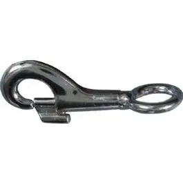 Nickel Bolt Snap Hook – Round Fixed Eye, 5/8″ × 3.25″