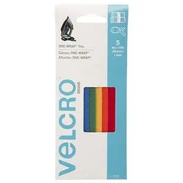 ONE-WRAP Reusable Fastener Ties – Multi-Color Pack (5 Count, 8″ × 1/2″)