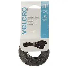 ONE-WRAP Slim Cable Ties – Black/Gray, 8 × 1/2-Inch, 50-Pack