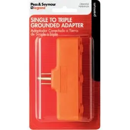 Orange Heavy-Duty Grounded Triple Outlet Tap Adapter