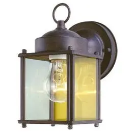 Outdoor Wall Light Fixture – Sienna Brown & Clear Glass, 100W Max