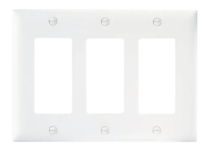 Pass & Seymour Three-Gang Decorator Wall Plate Opening – Matte White Finish
