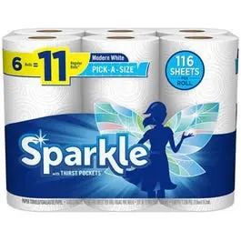 Pick-A-Size 2-Ply White Paper Towels – 116 Sheets per Roll, 6-Roll Pack