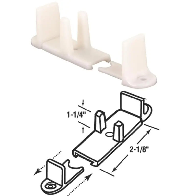 Prime-Line 1-1/4-Inch Adjustable Nylon Base Bypass Door Bottom Guide – 2-Pack
