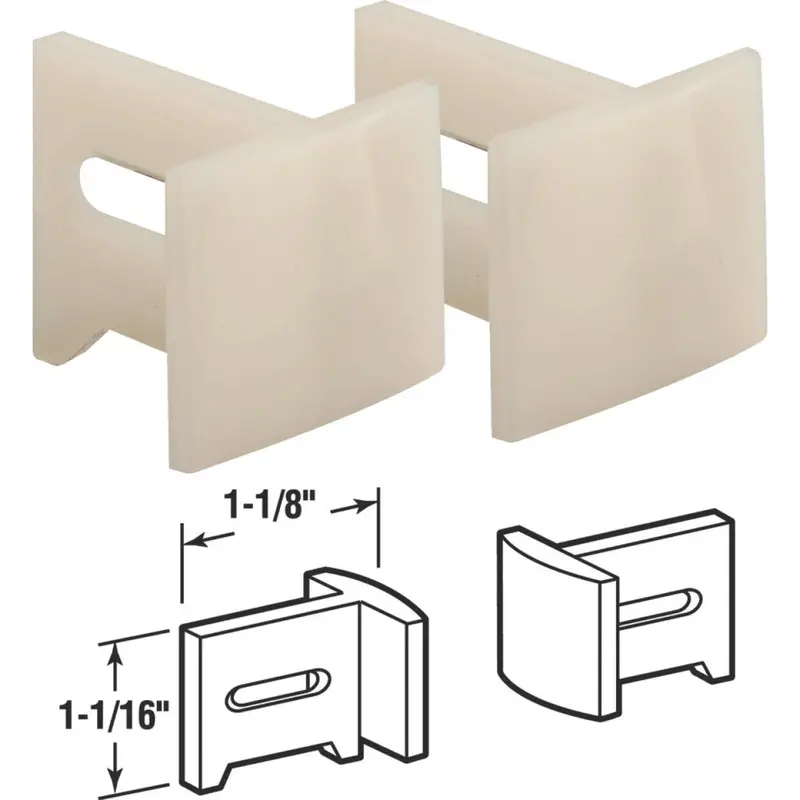 Prime-Line White Plastic Side-Adjustable Pocket Door Bottom Guide – 2-Pack