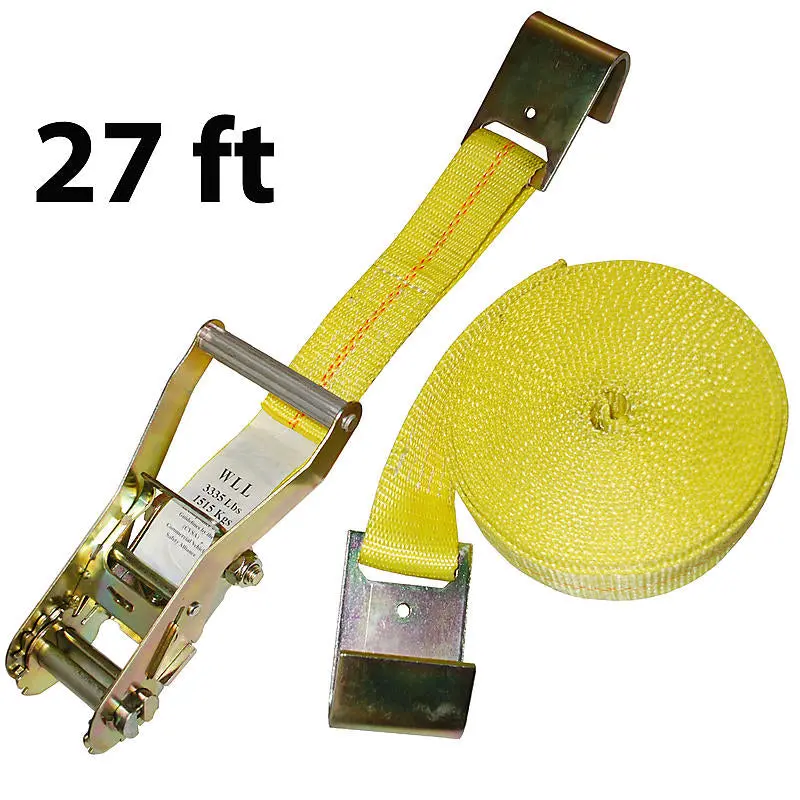 Ratchet Straps USA 2″ x 27′ Heavy-Duty Ratchet Tie-Down with Flat Hooks
