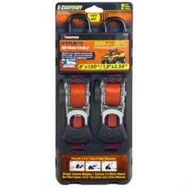 Retractable Ratchet Tie-Down Straps – 6-Foot × 1-Inch, 500-Lb WLL, 2-Pack