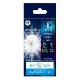 Reveal HD+ 3-Way LED Light Bulb – Adjustable Brightness (4W/7W/13W), E26 Base