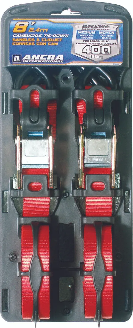 S-Line Cam Buckle Straps – 1″ × 8′, 2-Pack for Secure Fastening