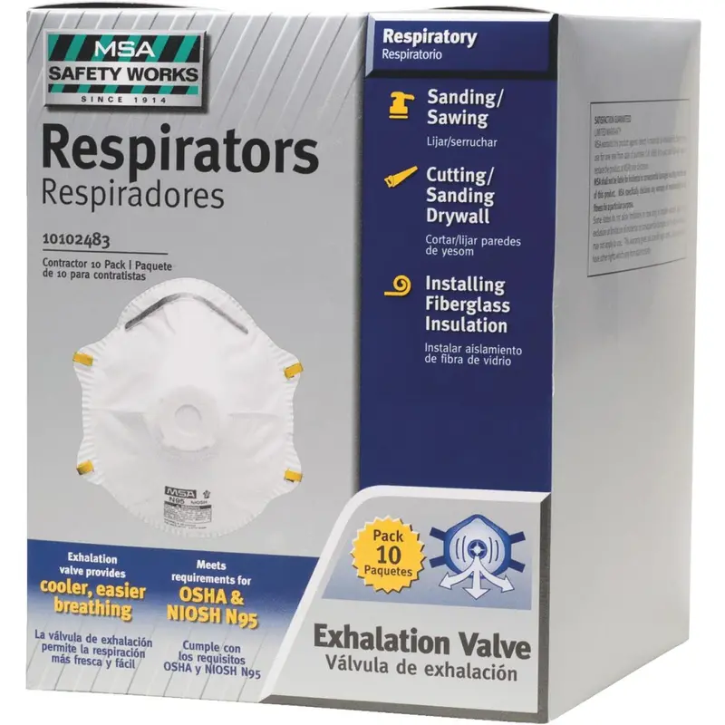 Safety Works N95 Dust Respirator with Exhalation Valve (10-Pack)