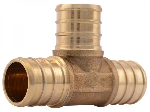 SharkBite Brass Crimp-Fit Tee – Push-to-Connect Plumbing Fitting for PEX, CPVC, and Copper
