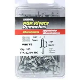 Short White Aluminum Rivets – 100-Pack