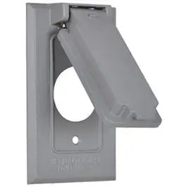 Single-Gang Vertical Gray Weatherproof Flip Cover for Outdoor Switches