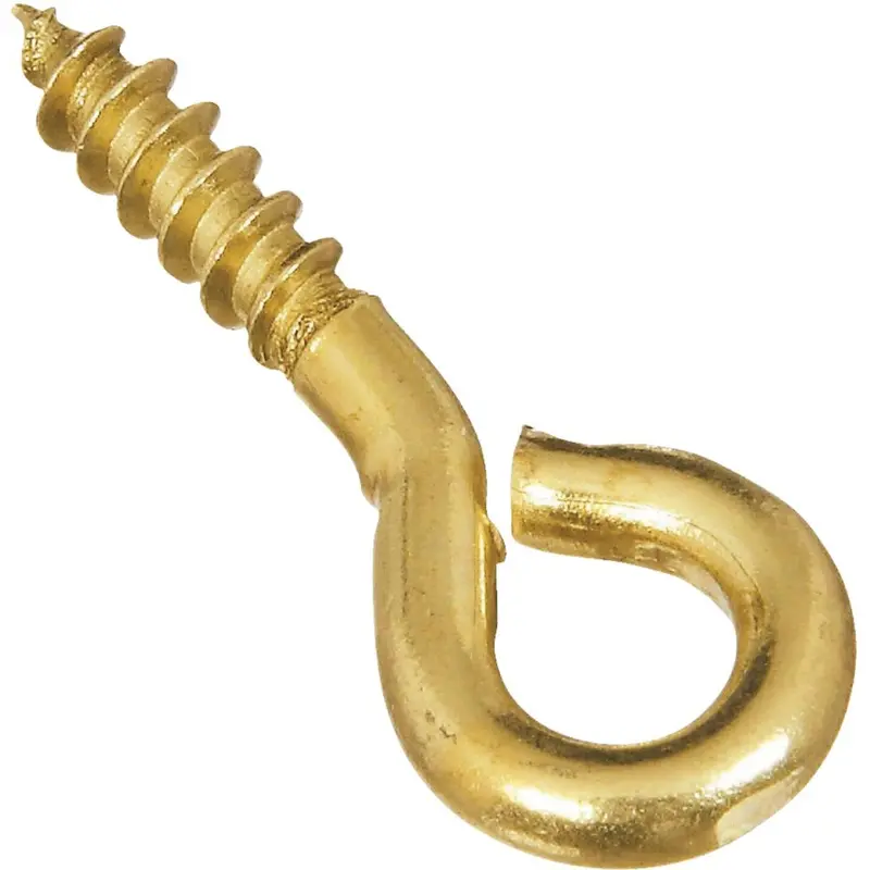 Small Solid Brass Screw Eye – #212 Size, 7-Pack