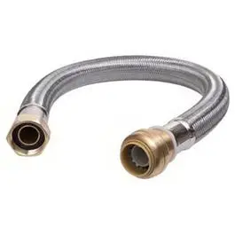 Stainless Steel Braided Water Heater Hose – 18-Inch, Lead-Free, 1/2″ FIP x 3/4″ FIP