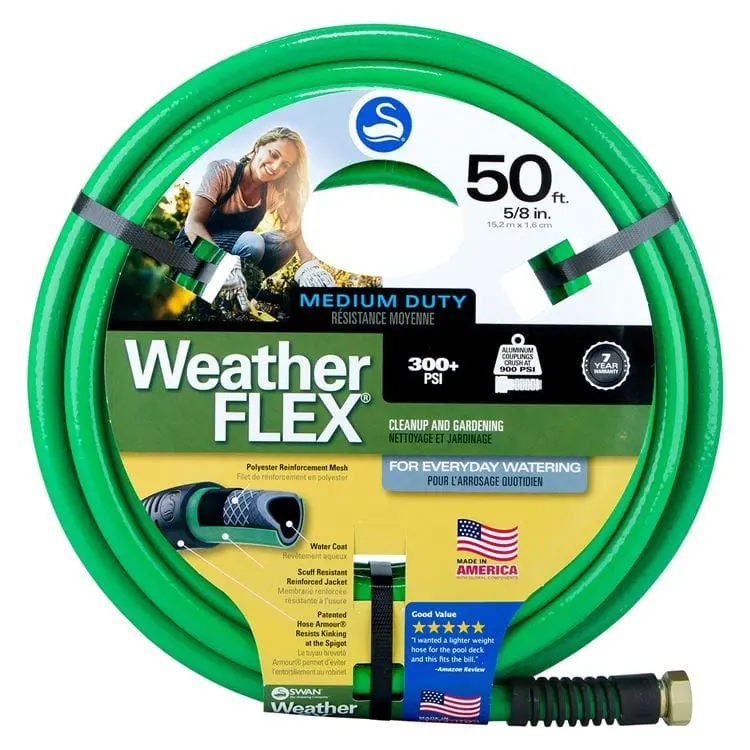 Swan WeatherFLEX Premium Garden Hose – Kink-Resistant, UV-Protected Rubber-Reinforced Design