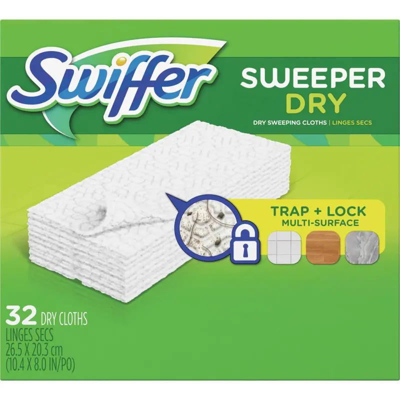 Swiffer Sweeper Dry Mop Refills – 32-Count Reusable Dusting Cloths for Hard Floors