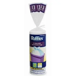 Tall 13-Gallon White Kitchen Trash Bags – Pack of 20