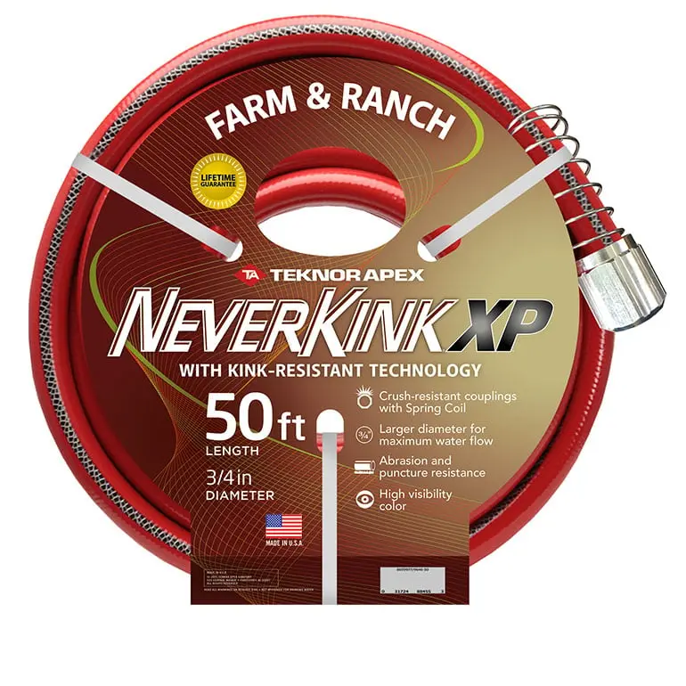 Teknor Apex Neverkink Xtreme Hose – 3/4″ x 50 ft Red Heavy-Duty Farm & Ranch Water Hose