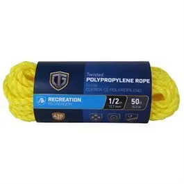 Thick Twisted Yellow PP Rope – 1/2-Inch × 50 Feet