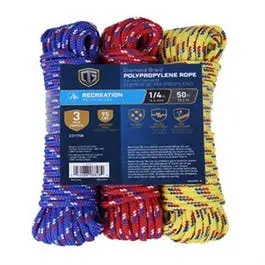 Three-Pack of 1/4-Inch Braided Utility Rope – 50 Feet Each