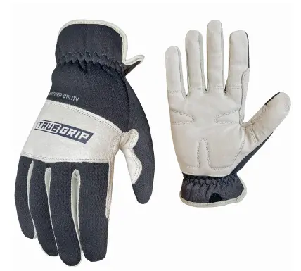 True Grip Premium Leather Hybrid Work Gloves – Reinforced Palm, Flexible Fit for Men