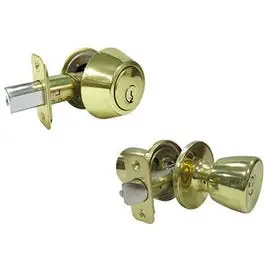 TruGuard BS7L2B KA3 Polished Brass Combination Door Lockset
