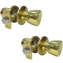 Tulip Entry Door Lock Twin Pack – Polished Brass Finish