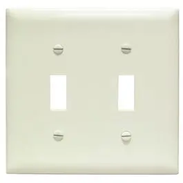 Two-Gang Almond Nylon Wall Plate with Dual Toggle Switch Openings