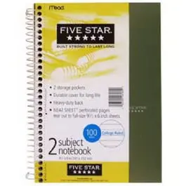 Two-Subject Wire-Bound Notebook – 9.5 x 6 Inches, 100-Sheet Pack