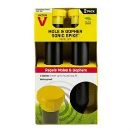 Ultrasonic Mole and Gopher Repeller Spikes – 12 Inch, 2-Pack