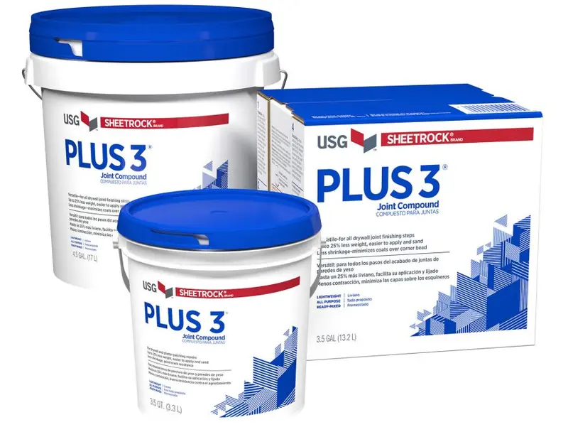 USG Sheetrock Plus 3 Joint Compound – Lightweight, Sandable, 5-Gallon