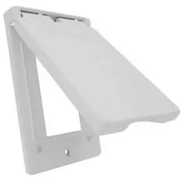 Weatherproof Vertical GFCI Flip Cover – Single-Gang, White Finish