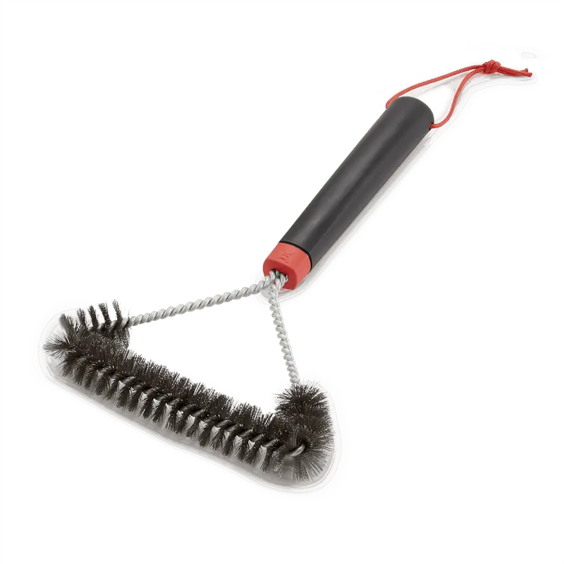 Weber 12″ Three-Sided Grill Cleaning Brush – Sturdy Stainless Steel Bristles