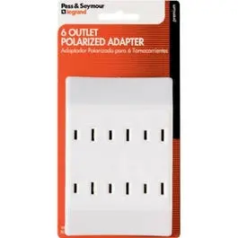 White 15A Polarized 6-Outlet Power Tap Adapter