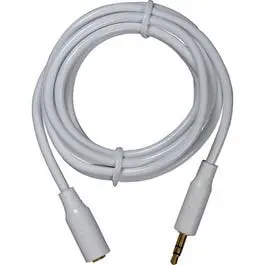 White 3.5mm Stereo Extension Cable – 6-Foot Length