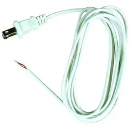White 8-Foot Polarized Lamp Cord, 18/2 Gauge