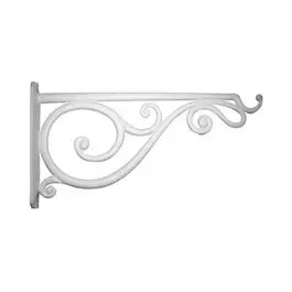 White Cast Aluminum Hanging Plant Bracket with Scroll Design, 14-Inch