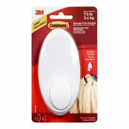White Command Clothes Hanger Hook – Removable & Reusable Wall Mount