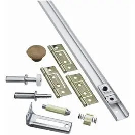 White Folding Door Hardware Set – Includes Tracks, Rollers & Mounting Brackets (36-Inch Span)