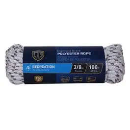 White/Gray Diamond-Braid Polypropylene Rope – 3/8-Inch Diameter, 100-Foot Length