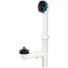 White Lift-and-Turn Tub Drain Assembly – Plastic Construction